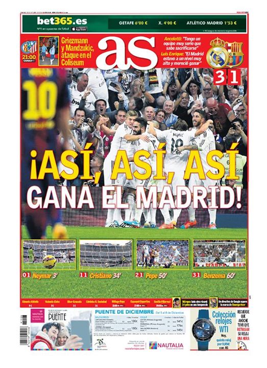 تحلیل روزنامه های اسپانیایی پس از کلاسیکو(+عکس)