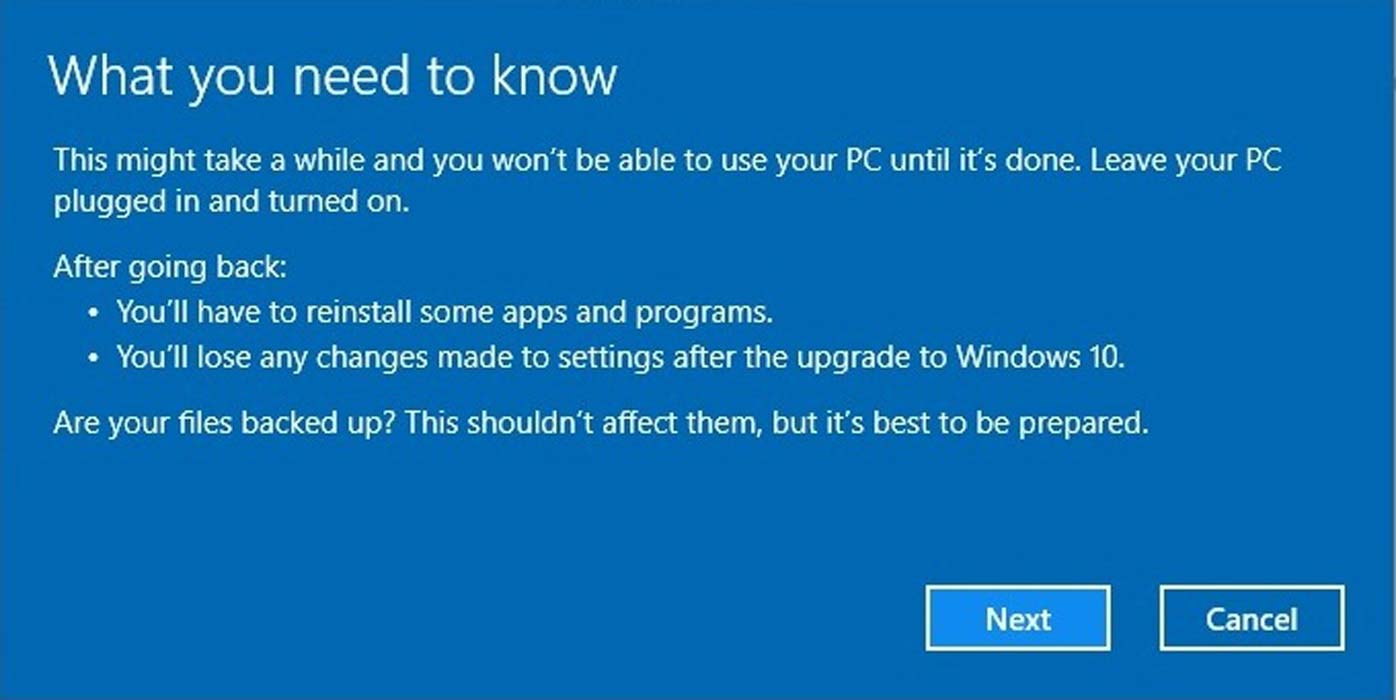 چگونه از ویندوز 10 به نسخه قبلی برگردیم؟