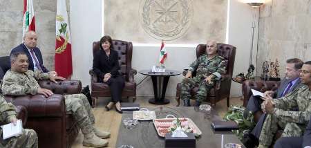 دیدار ژنرال ارشد آمریکائی با فرمانده ارتش لبنان