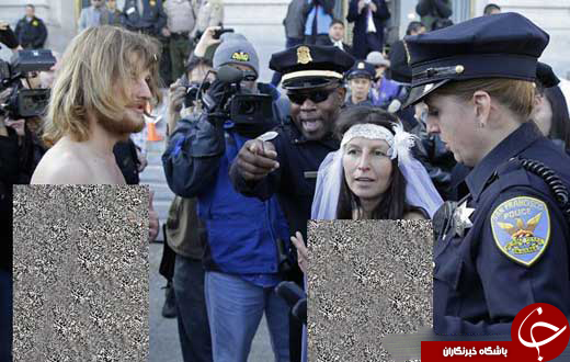 عروس و داماد برهنه آمریکایی، در خیابان توسط پلیس دستگیر شدند (+عکس)