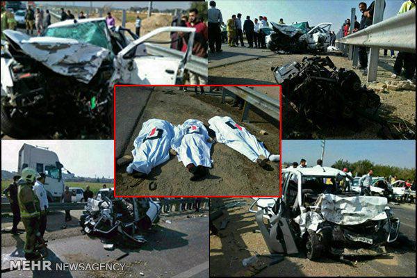 برخورد مرگبار پراید و تریلی در خراسان جنوبی (+عکس)