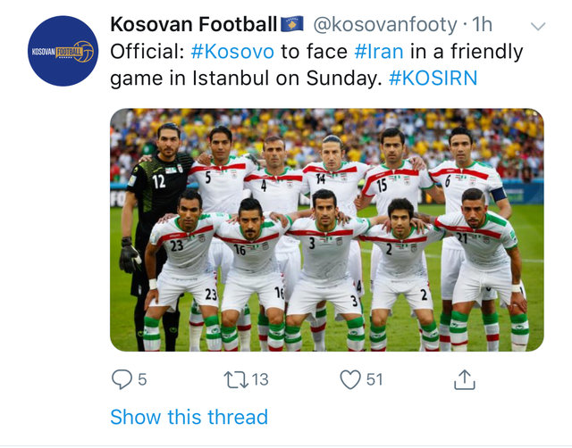 ادعای یکی از رسانه های کوزوو: تیم ملی ایران به جای یونان به مصاف کوزوو می‌رود