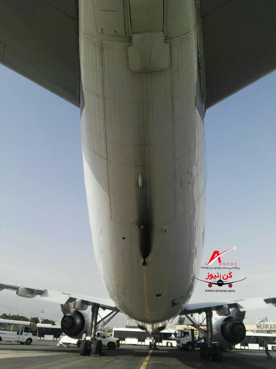 برخورد دم هواپيماى ايرباس ماهان با زمين باند  در پرواز عسلويه - تهران (عکس)