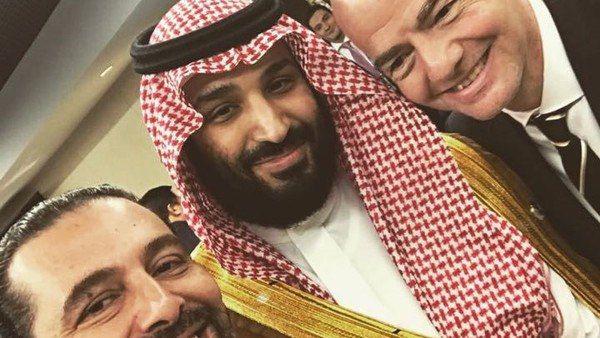 سلفی رییس فیفا، محمد بن سلمان و سعد حریری (عکس)