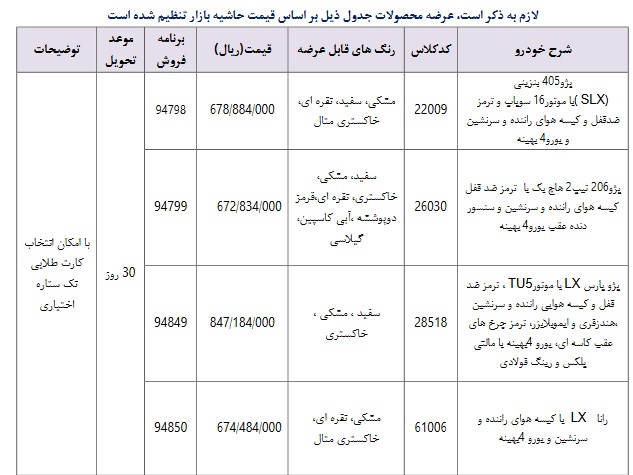 فروش فوری هم زمان 4 محصول ایران خودرو در روز شنبه 11 خرداد / ساعت فروش تغییر کرد( +جزئیات و جدول)