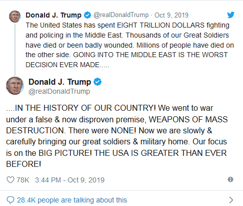 استراتژی ریاکارانه ترامپ: خالی کردن پشت کردها و اعزام نیروها به عربستان سعودی استراتژی ریاکارانه ترامپ: خالی کردن پشت کردها و اعزام نیروها به عربستان سعودی