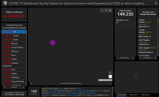 مجموع مبتلایان به کرونا در آمریکا از 4.3 میلیون گذشت/ بیش از 61 هزار ابتلا در 24 ساعت مجموع مبتلایان به کرونا در آمریکا از 4.3 میلیون گذشت/ بیش از 61 هزار ابتلا در 24 ساعت