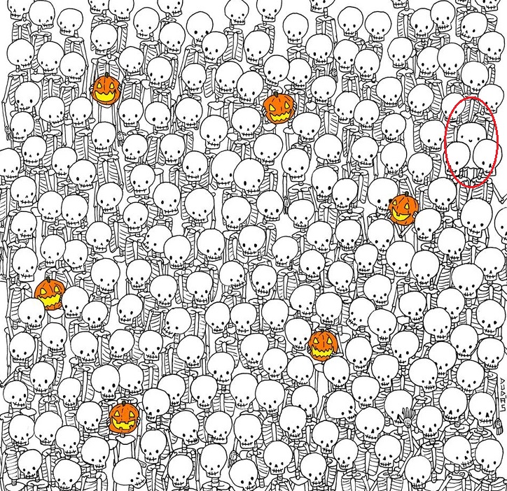 روح در سرزمین اسکلت ها را پیدا کنید (معمای تصویری)