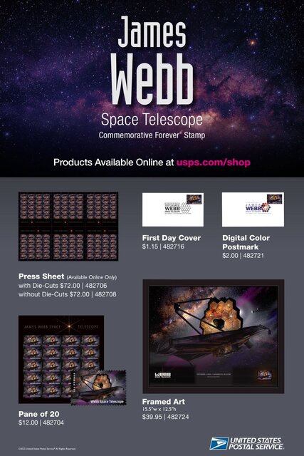آغاز توزیع تمبر تلسکوپ فضایی تلسکوپ جیمزوب