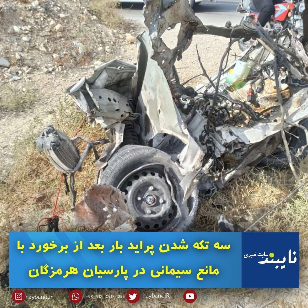 پراید سه تکه شد / راننده سالم ماند (+عکس)