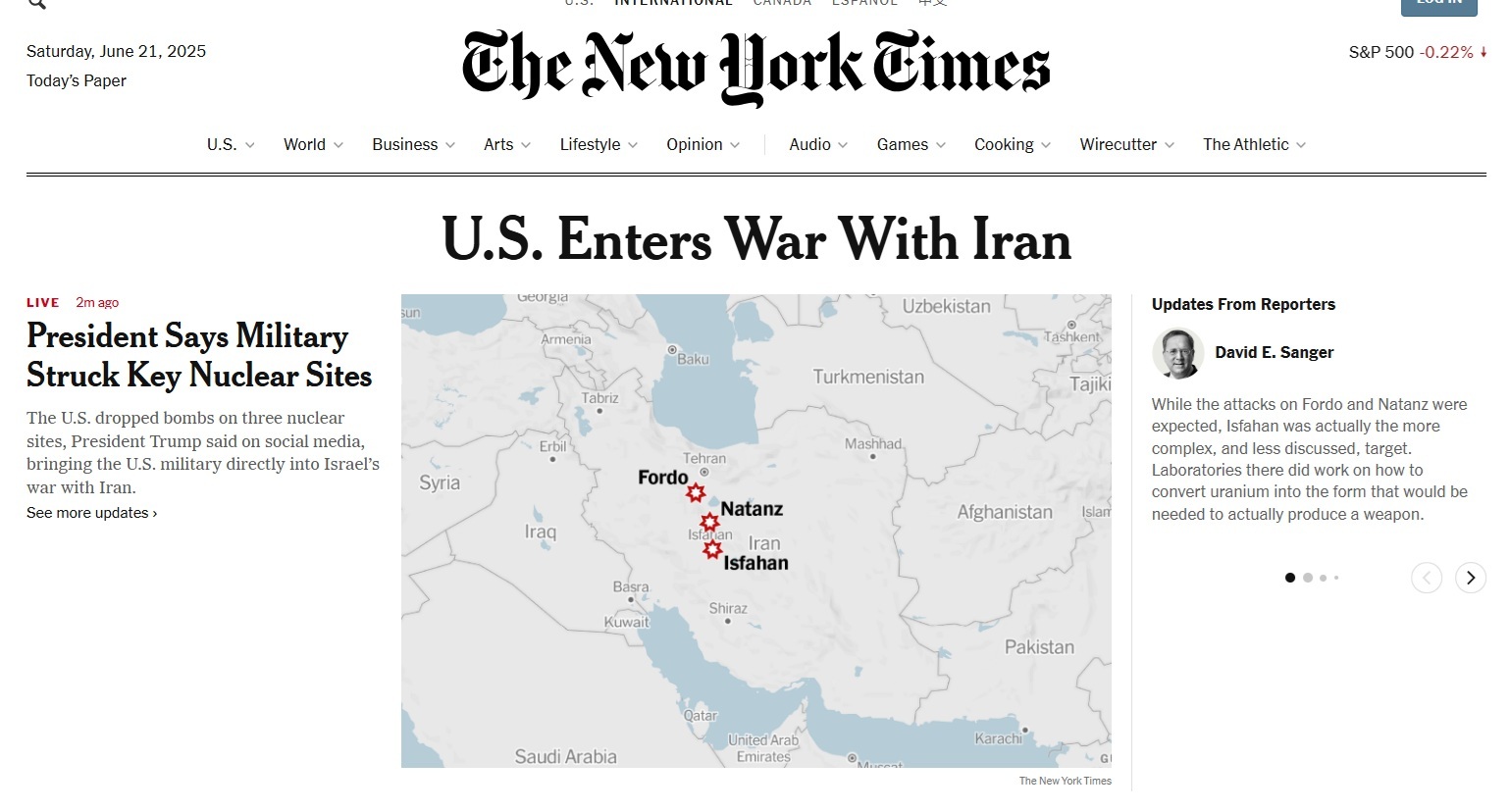 نیویورک تایمر  آمریکا  با ایران وارد جنگ شد